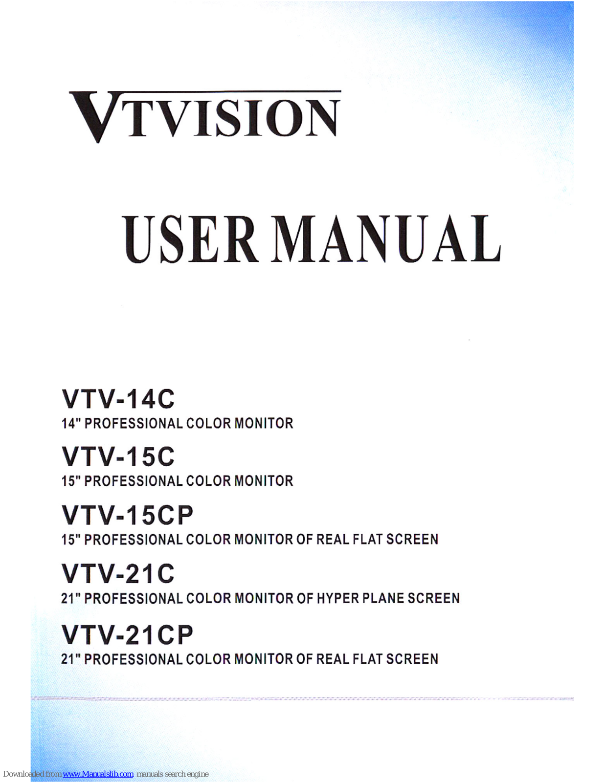 Vtvision VTV-14C, VTV-15C, VTV-21CP, VTV-15CP, VTV-21C User Manual