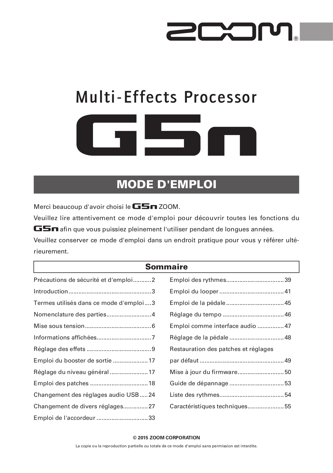 Zoom G5n User Manual