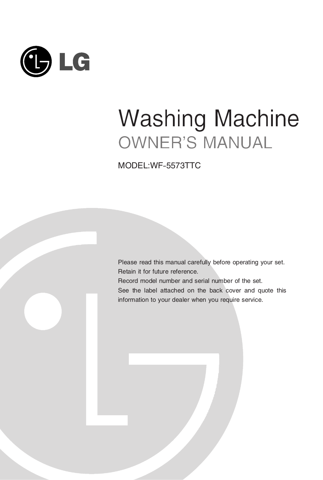 LG WF-5573TTC Owner’s Manual