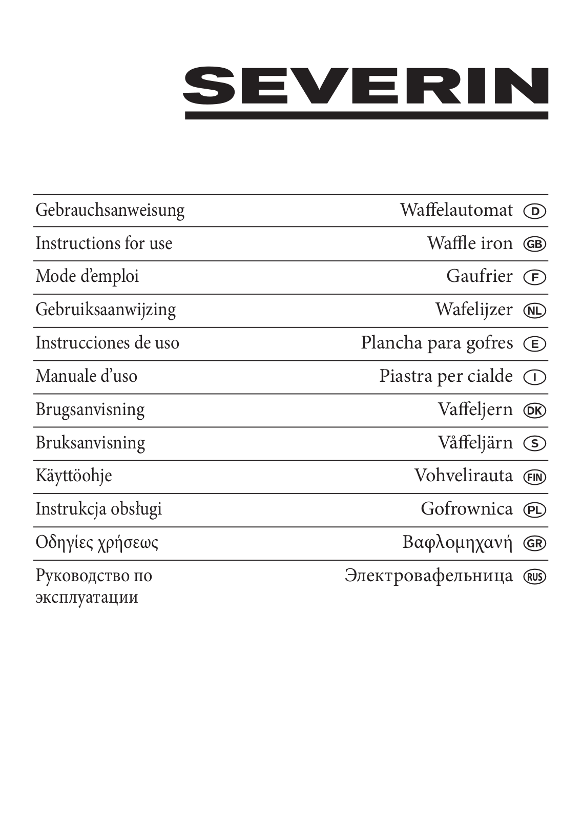 Severin WA 2106, WA 2101, WA 2103 User Manual