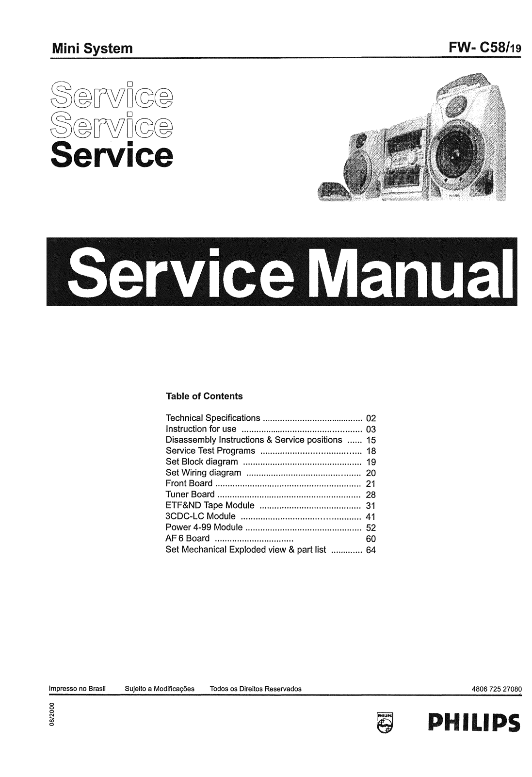 Philips fwc58 Diagram