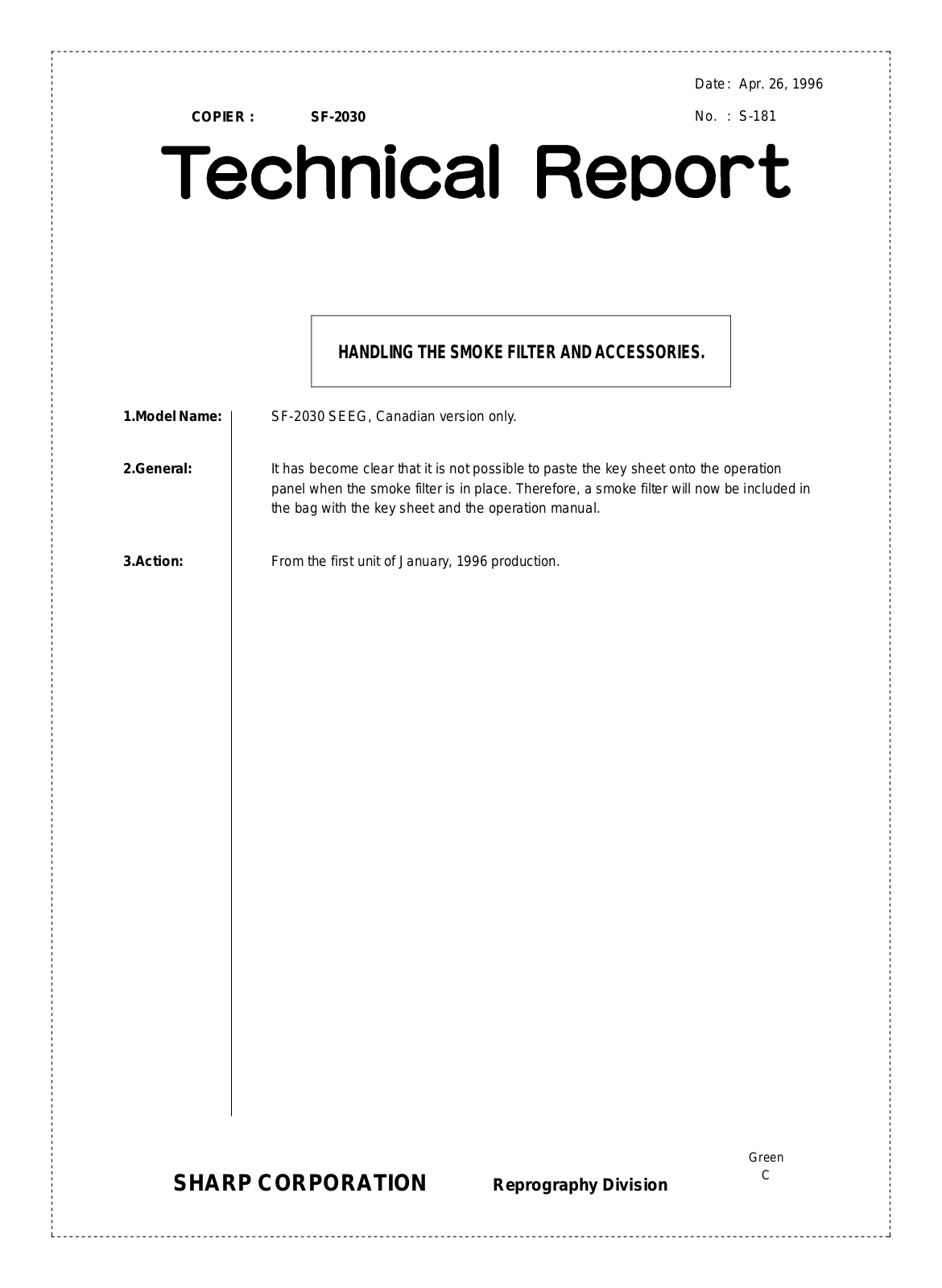 SHARP S181 Technical Report