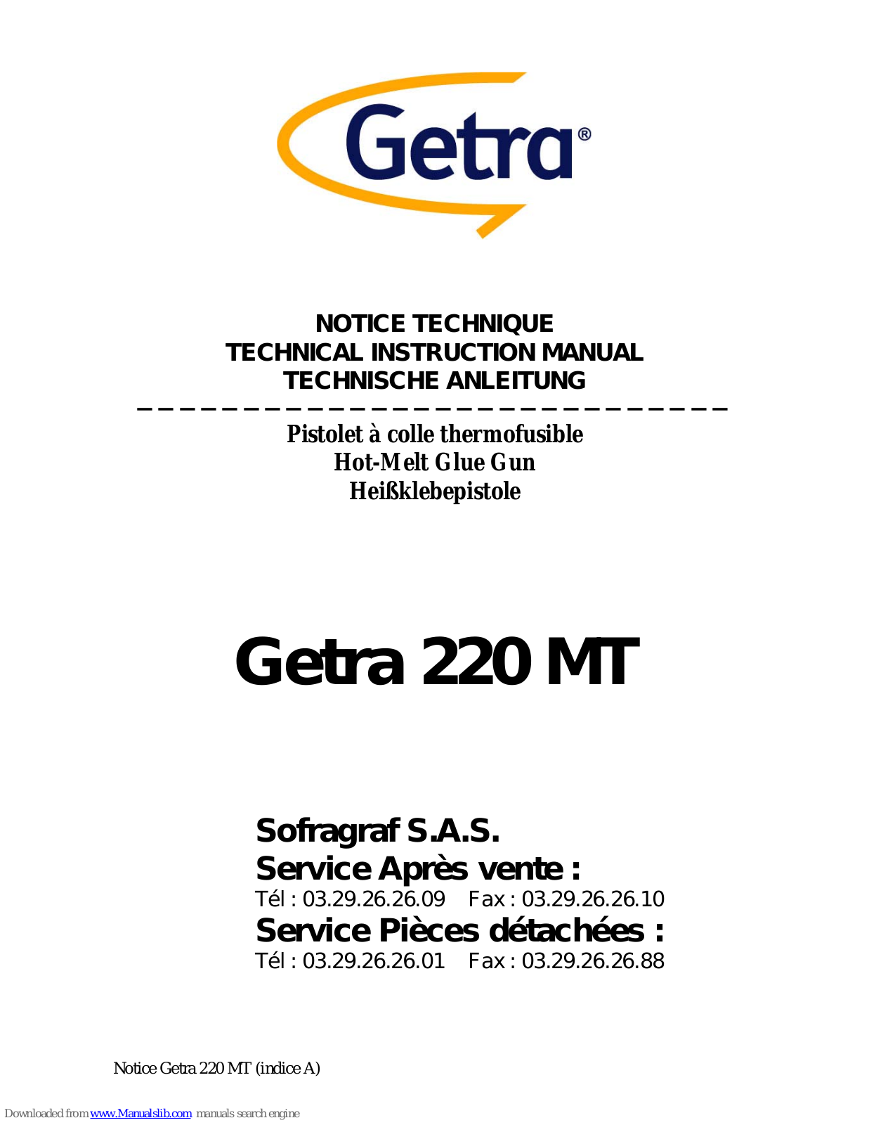 Getra 220 MT Technical Instruction Manual - ManualMachine.com