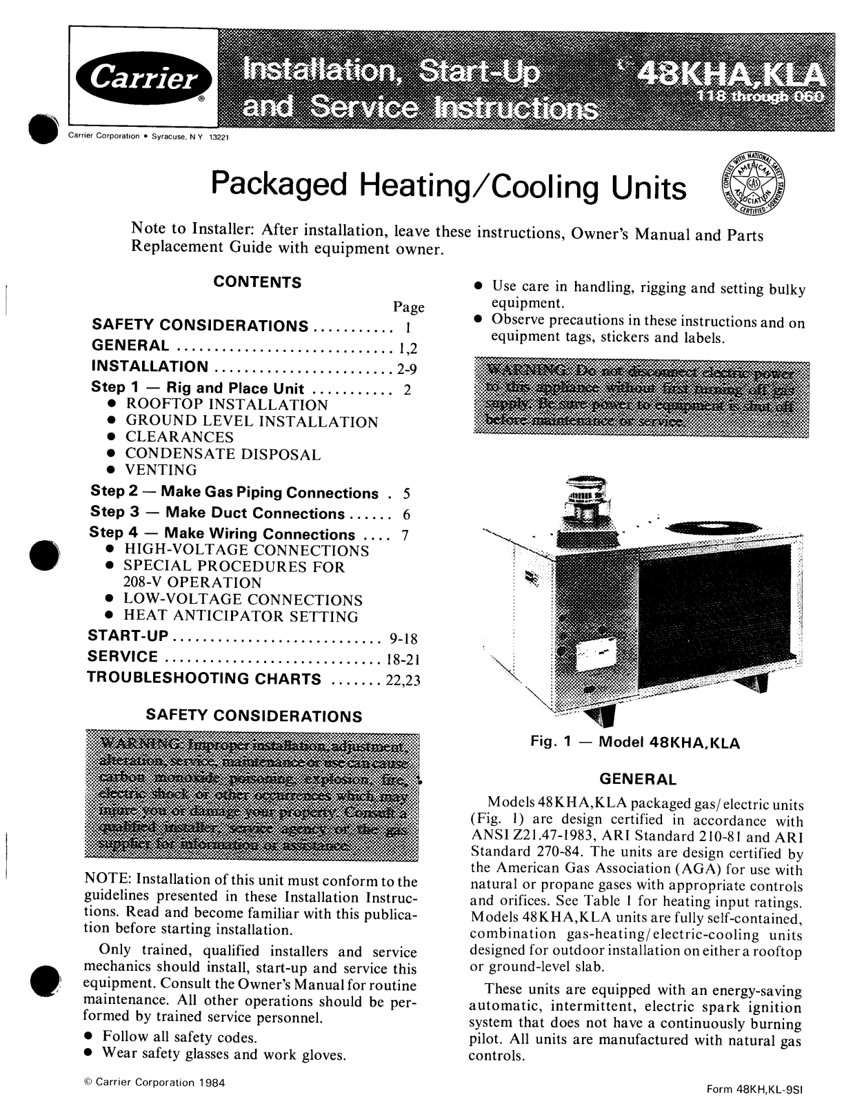 Carrier 48KLA User Manual