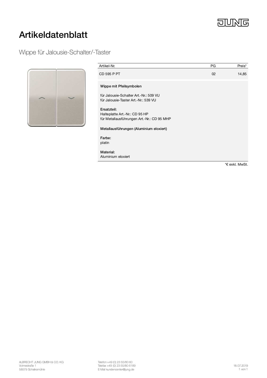 Jung CD 595 P PT User Manual