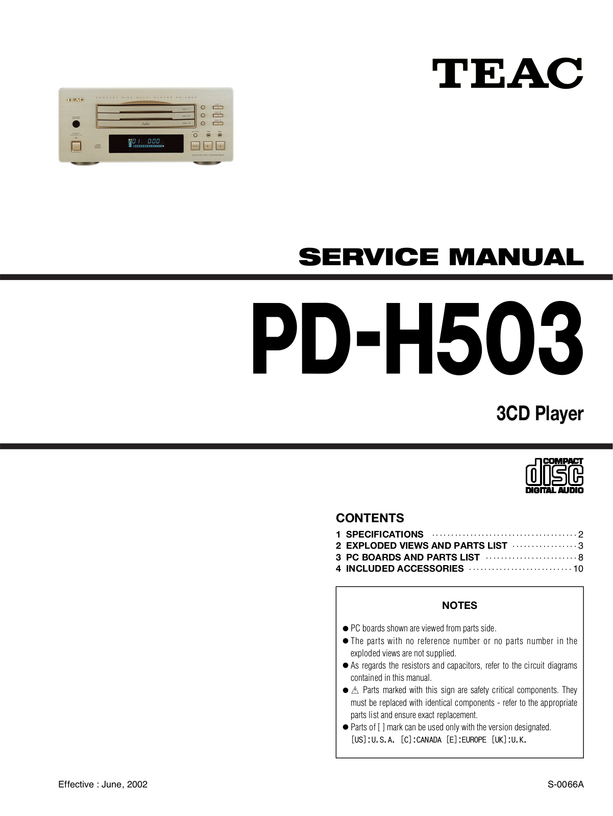 TEAC PDH-503 Service manual