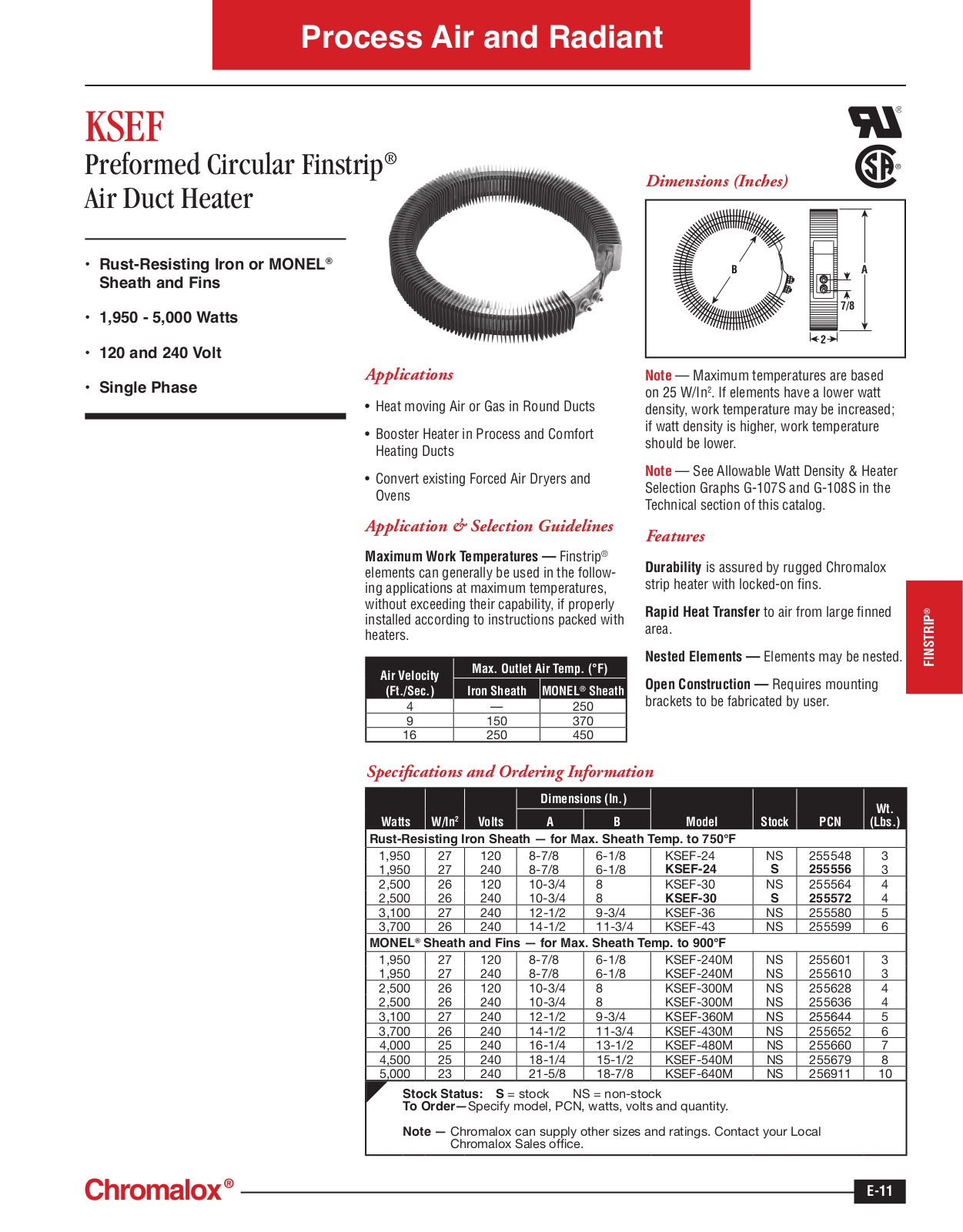 Chromalox KSEF Catalog Page