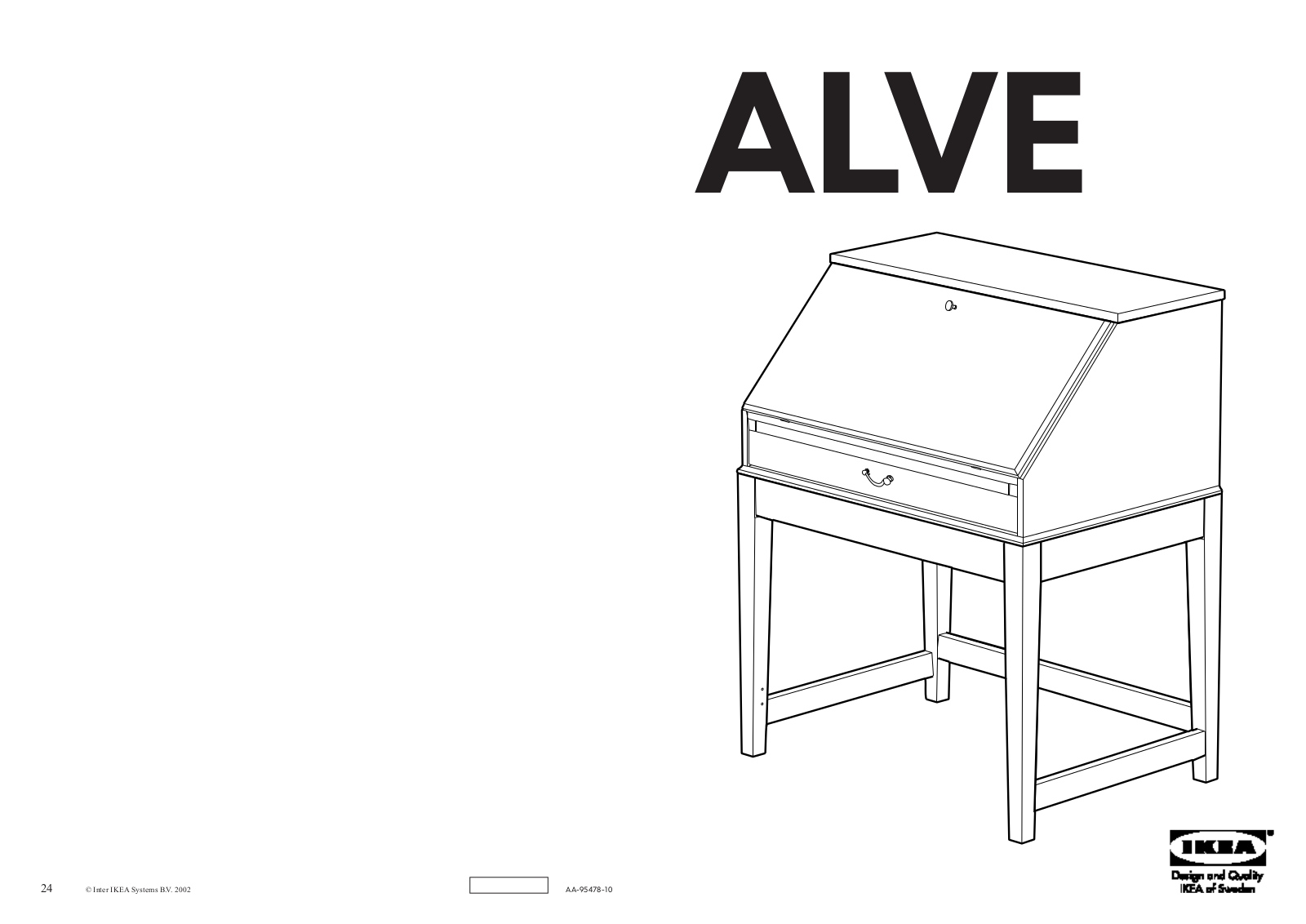 IKEA ALVE SECRETARY 31 7-8X40 1-8 Assembly Instruction