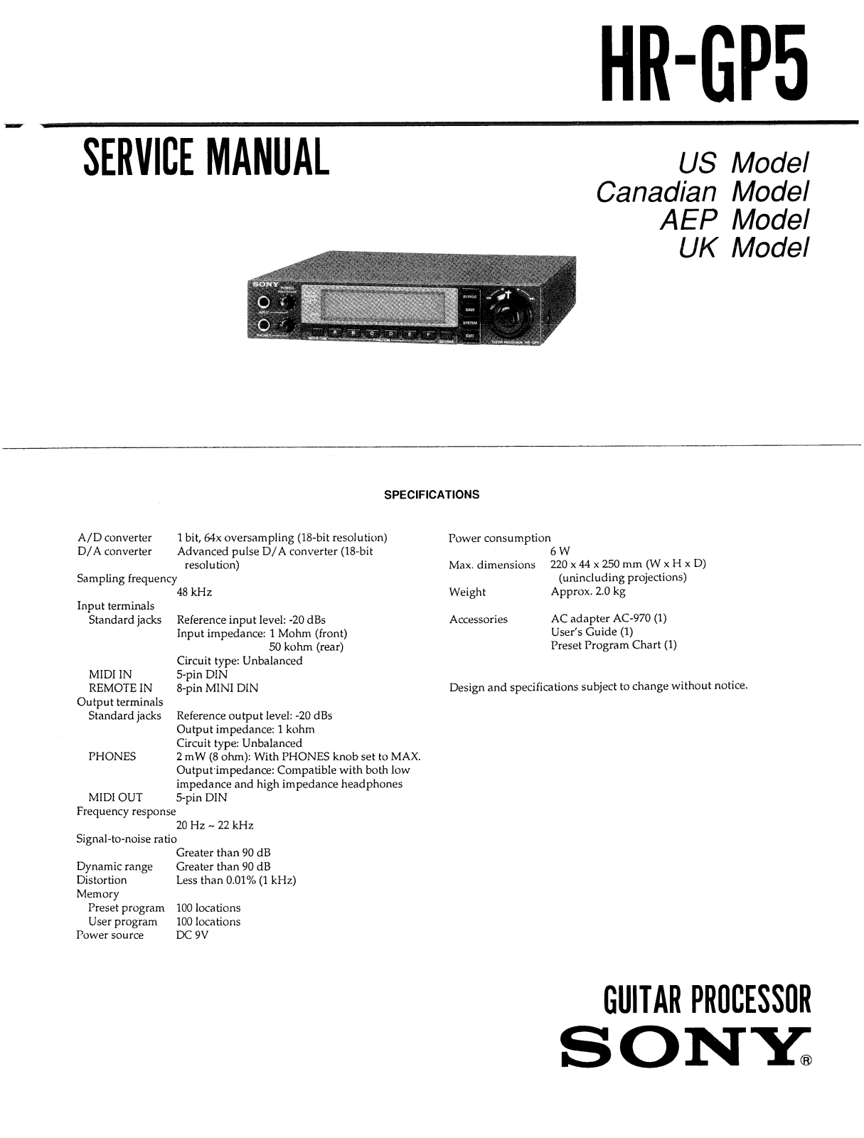 Sony hr gp5 schematic