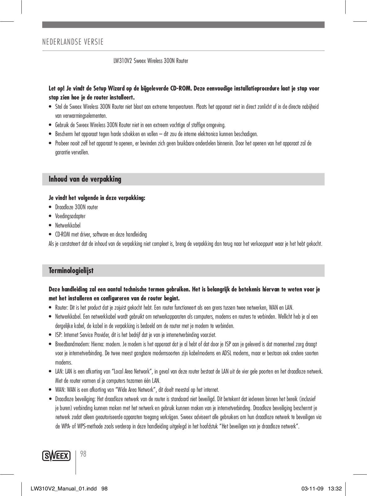 Sweex LW310V2 User Manual