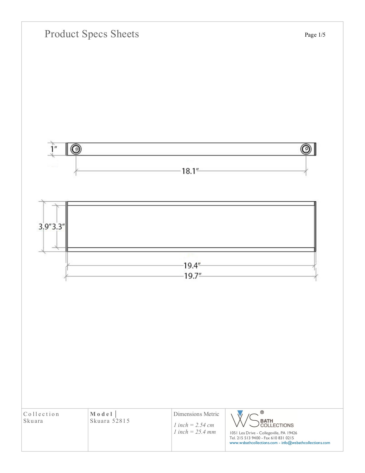 WS Bath Collections WSO3520 Specifications - ManualMachine.com