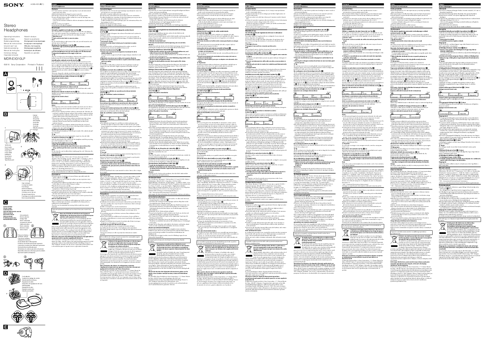 Sony MDREX310LPBQAE User Manual