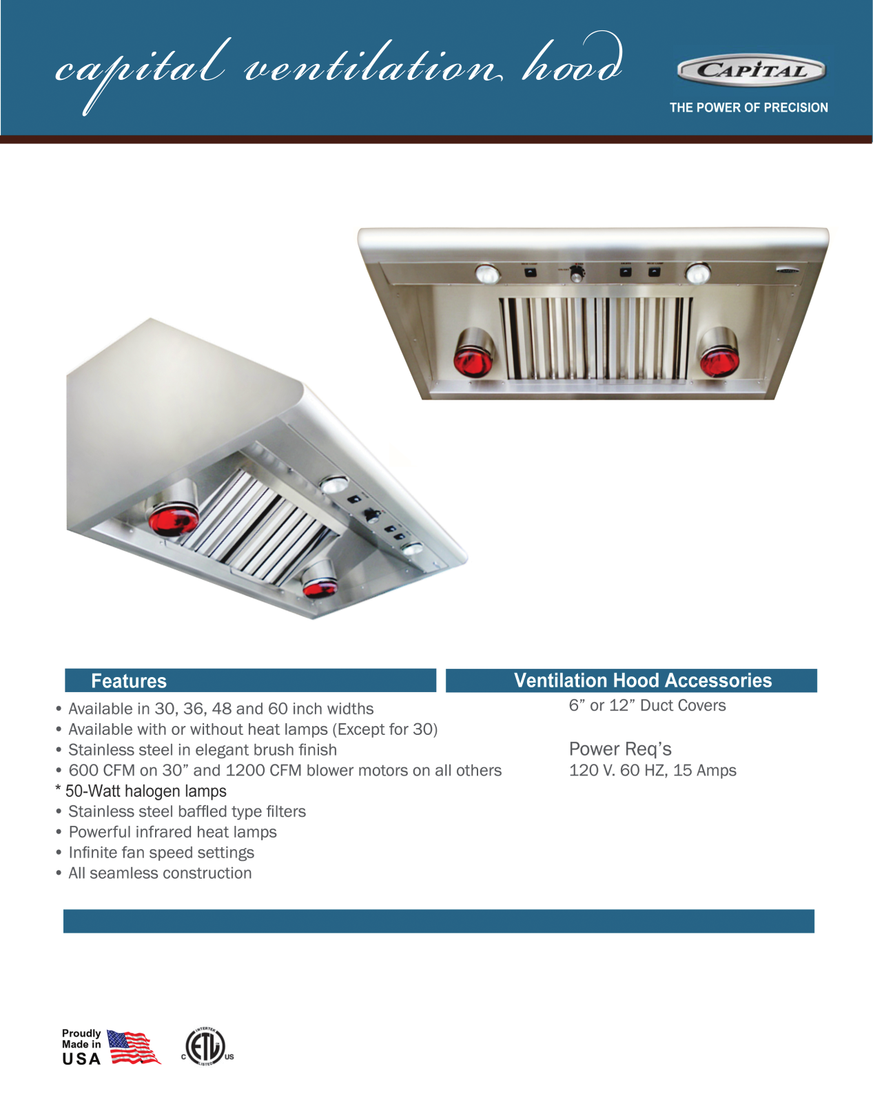 Capital PSVH60, PSVH60HL Specifications