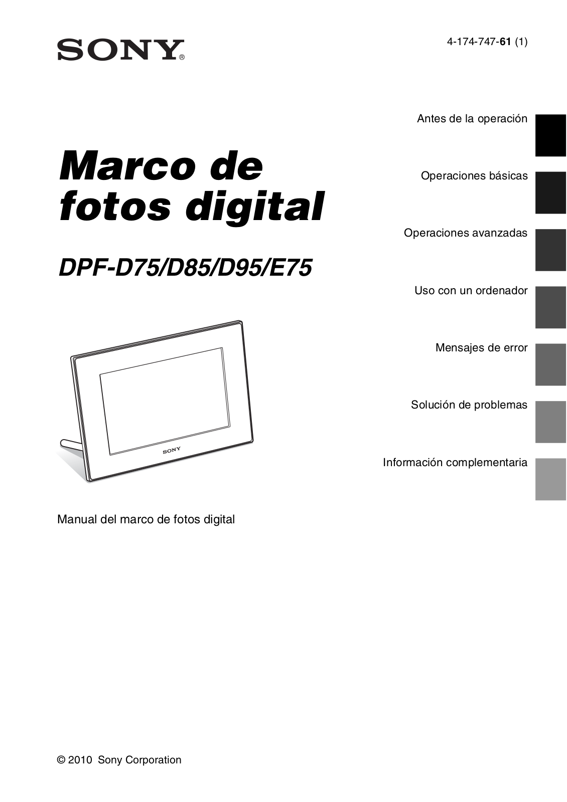 Sony DPF-D95, DPF-D85, DPF-E75 User Manual