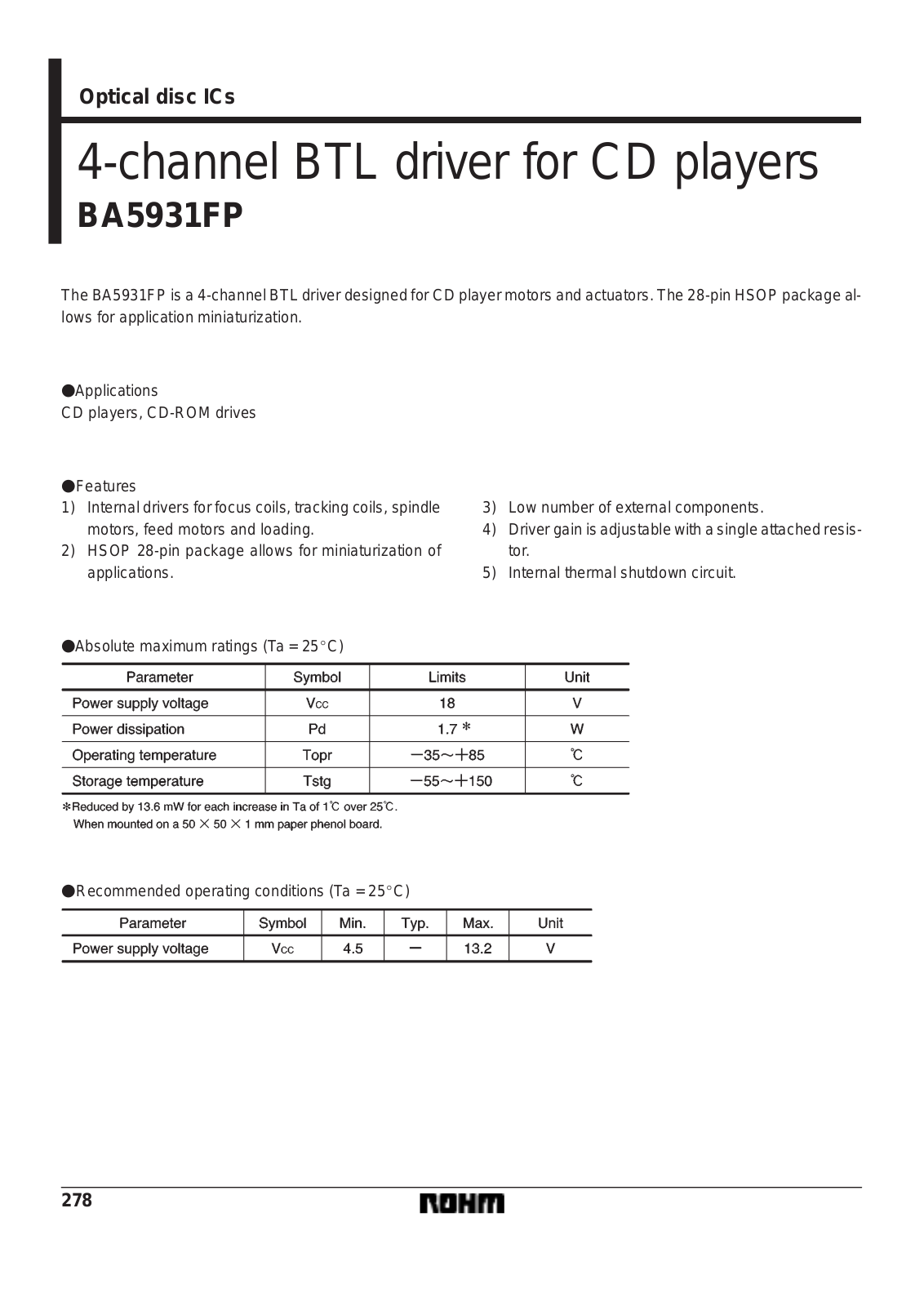 Datasheet BA5931FP Datasheet (ROHM) - ManualMachine.com