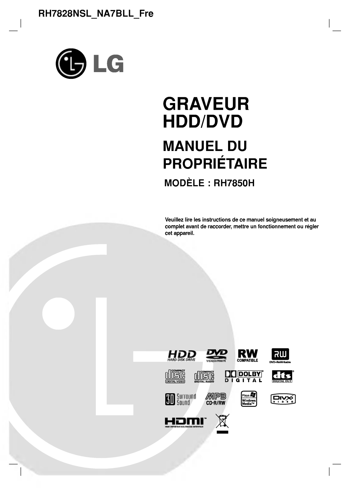 LG RH7828NSL User manual