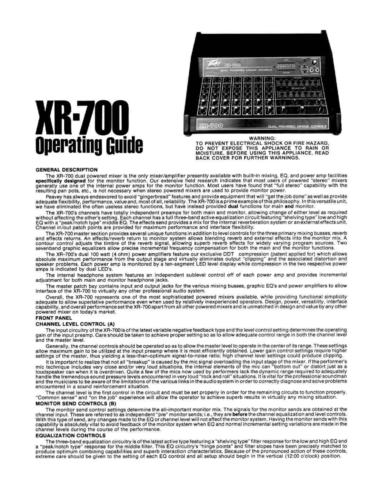 Peavey XR-700 User Manual