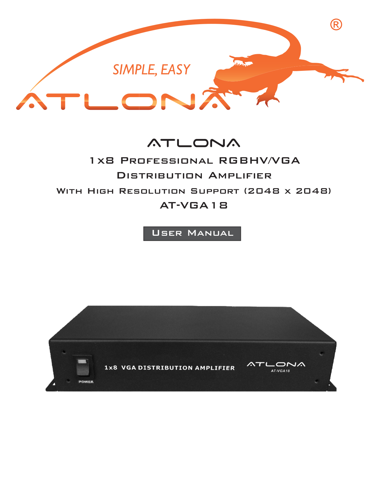 Atlona AT-VGA18 User Manual