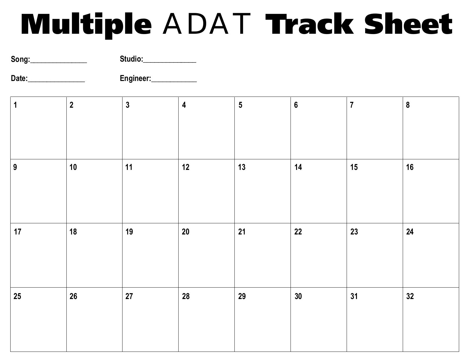 Alesis ADAT TRACKSHEETX4 User Manual