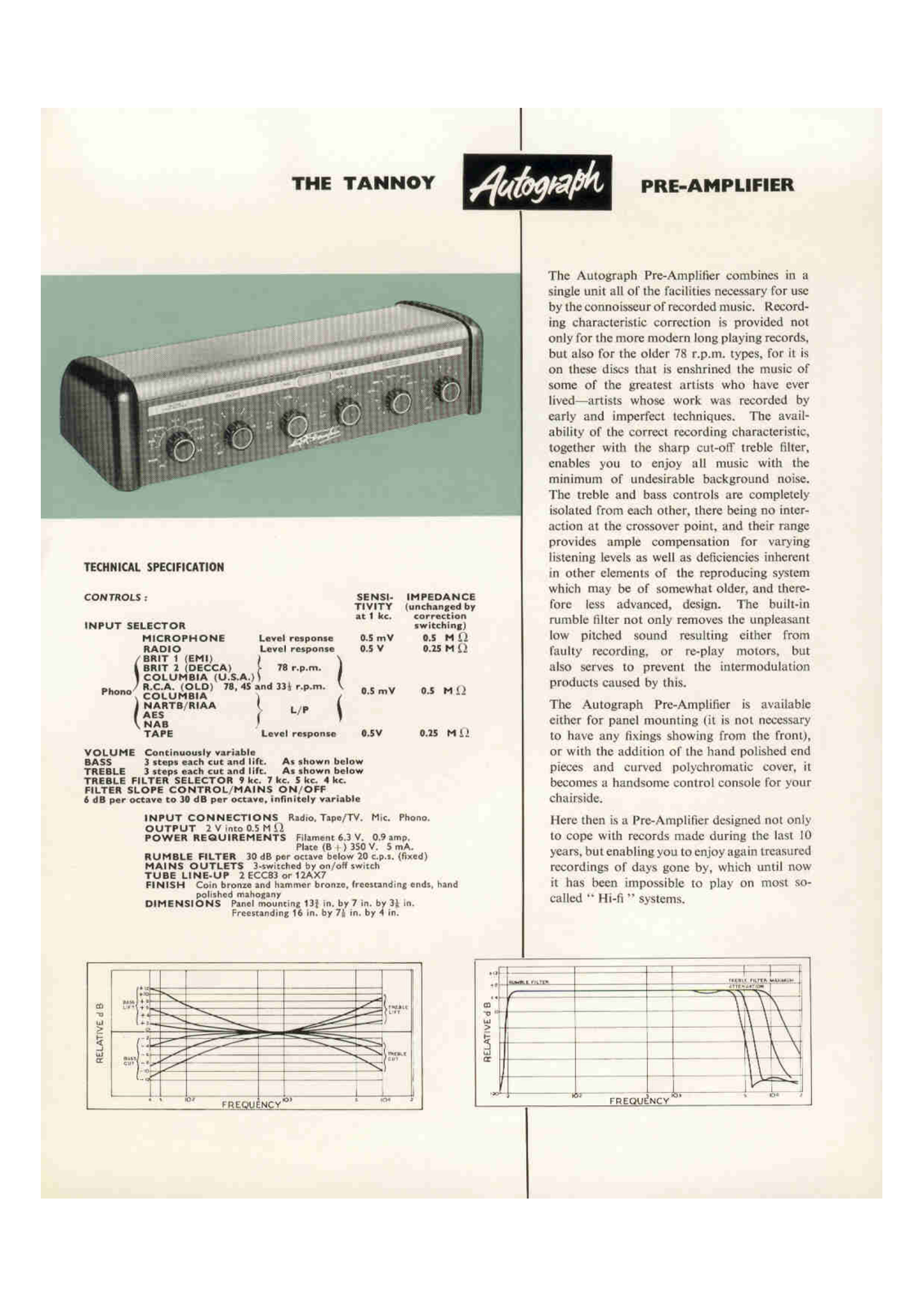 Tannoy Pre Amp Brochure