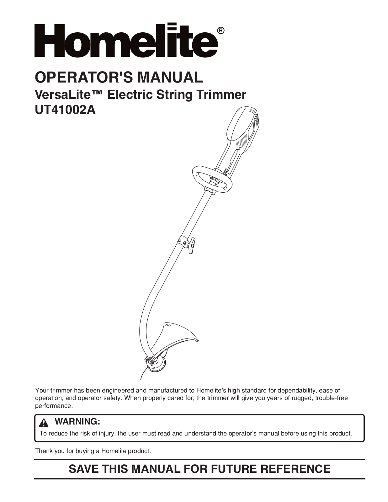 Homelite UT41002A User Manual