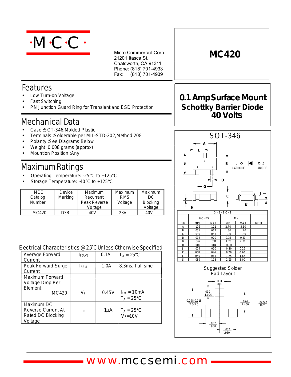 MCC MC420 Datasheet