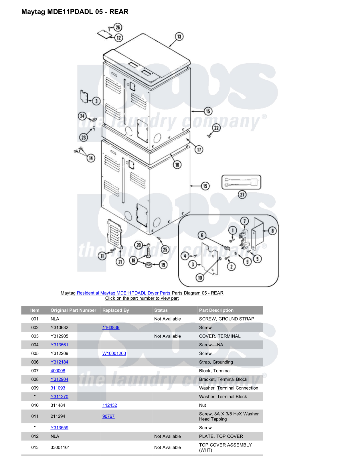 Maytag MDE11PDADL Parts Diagram