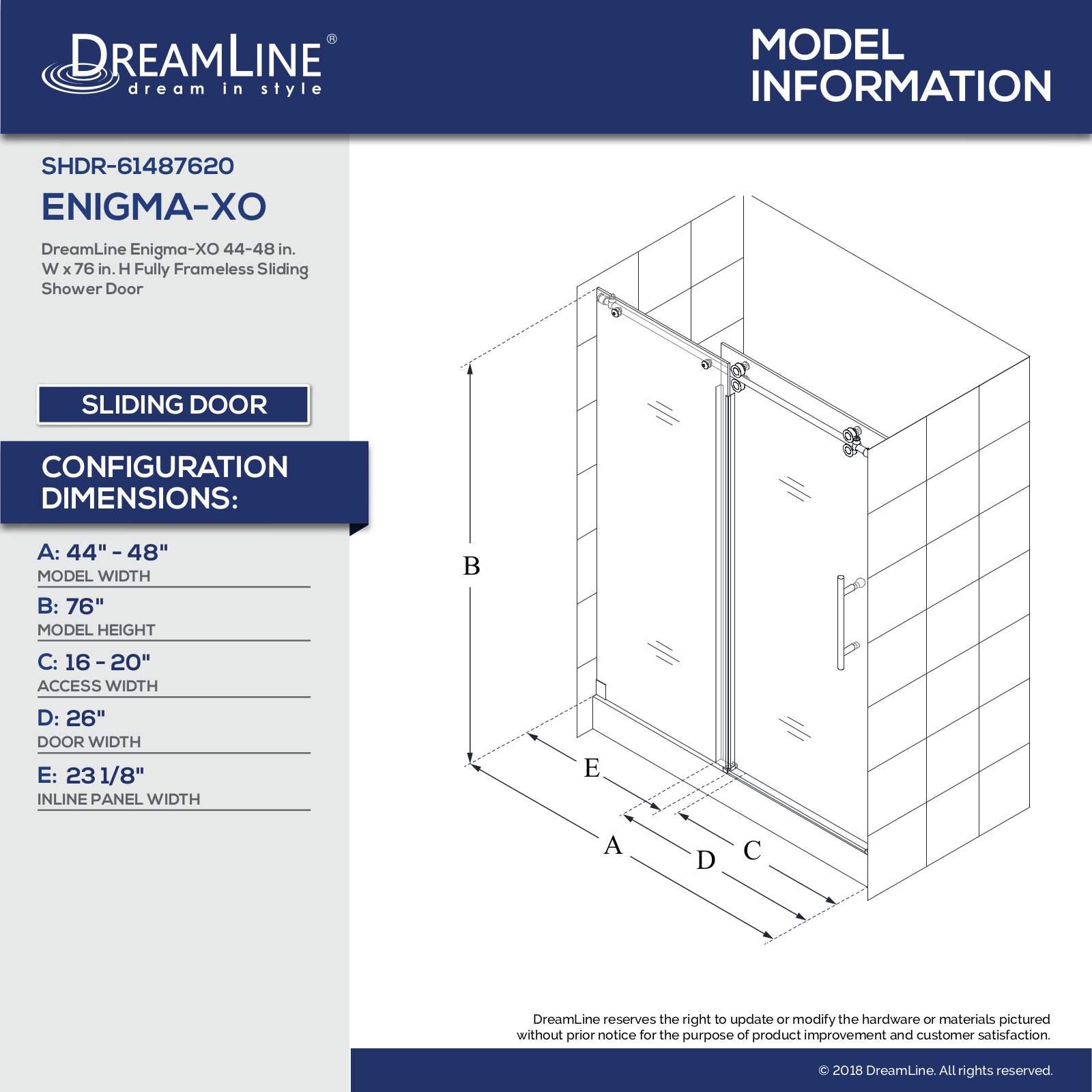DreamLine DLN5519 Specifications & Dimension - ManualMachine.com