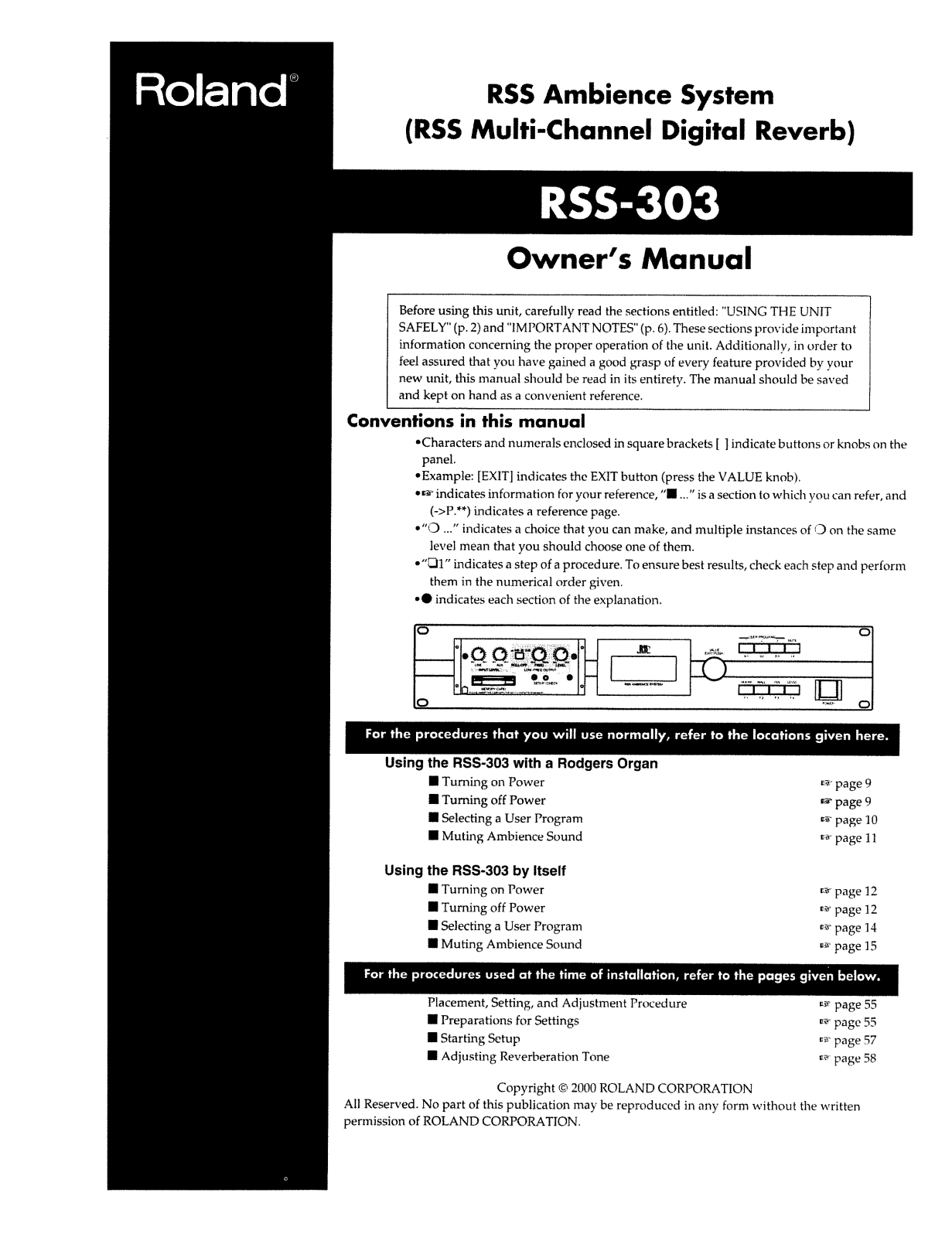 Roland Corporation RSS-303 Owner's Manual