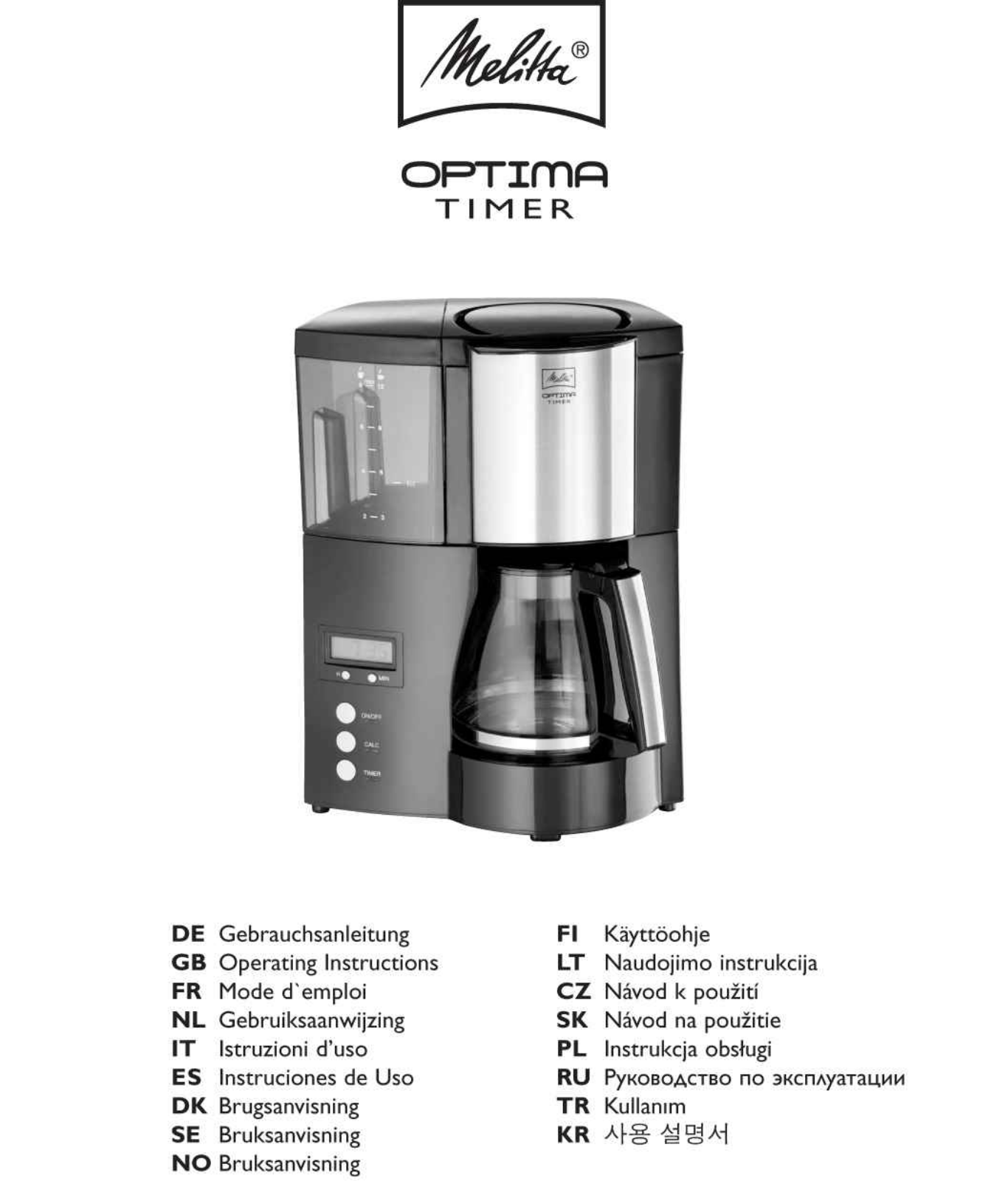 Melitta Optima Glass Timer User Manual