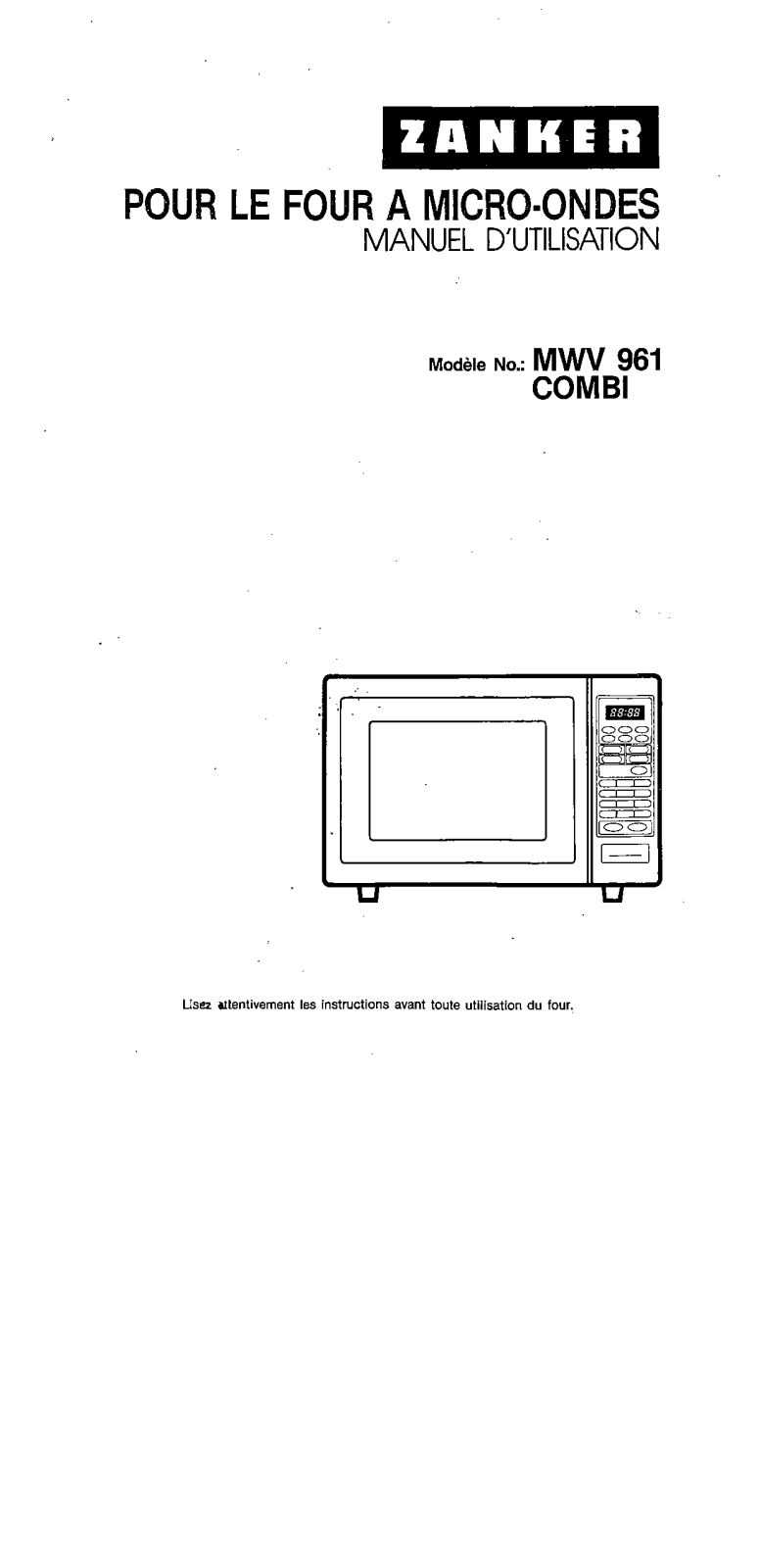 ZANKER MWV961COMBI User Manual