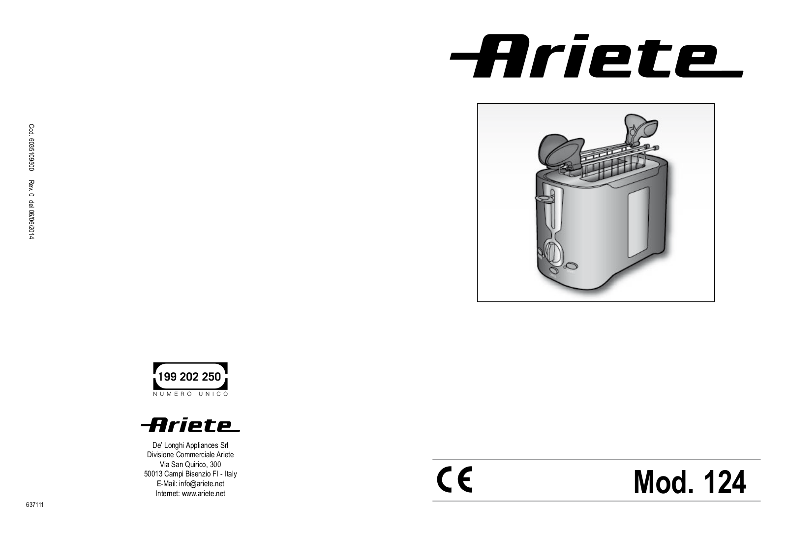 Ariete 124 User manual