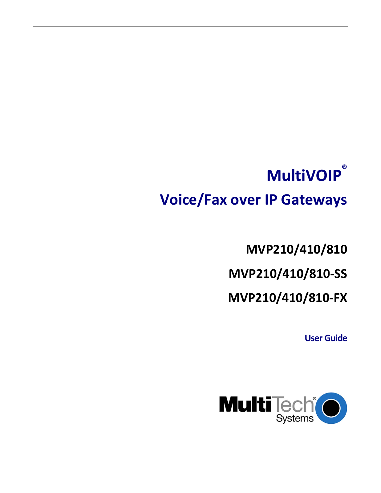 Multitech MVP210, 810-SS, 810-FX, 810, 410 User Manual