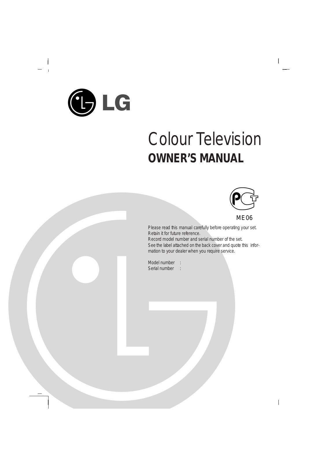 LG 29FC1AN User guide