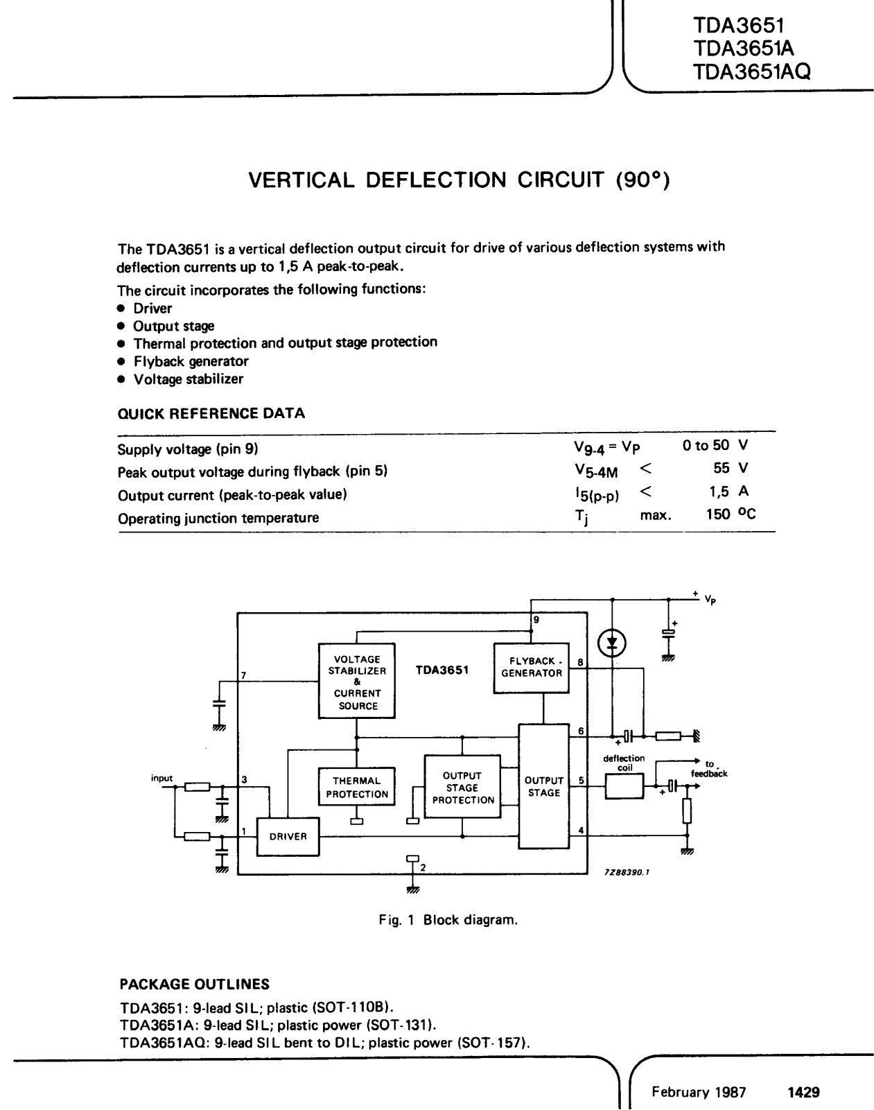 Panasonic TDA3651, TDA3651A, TDA3651AQ Diagram