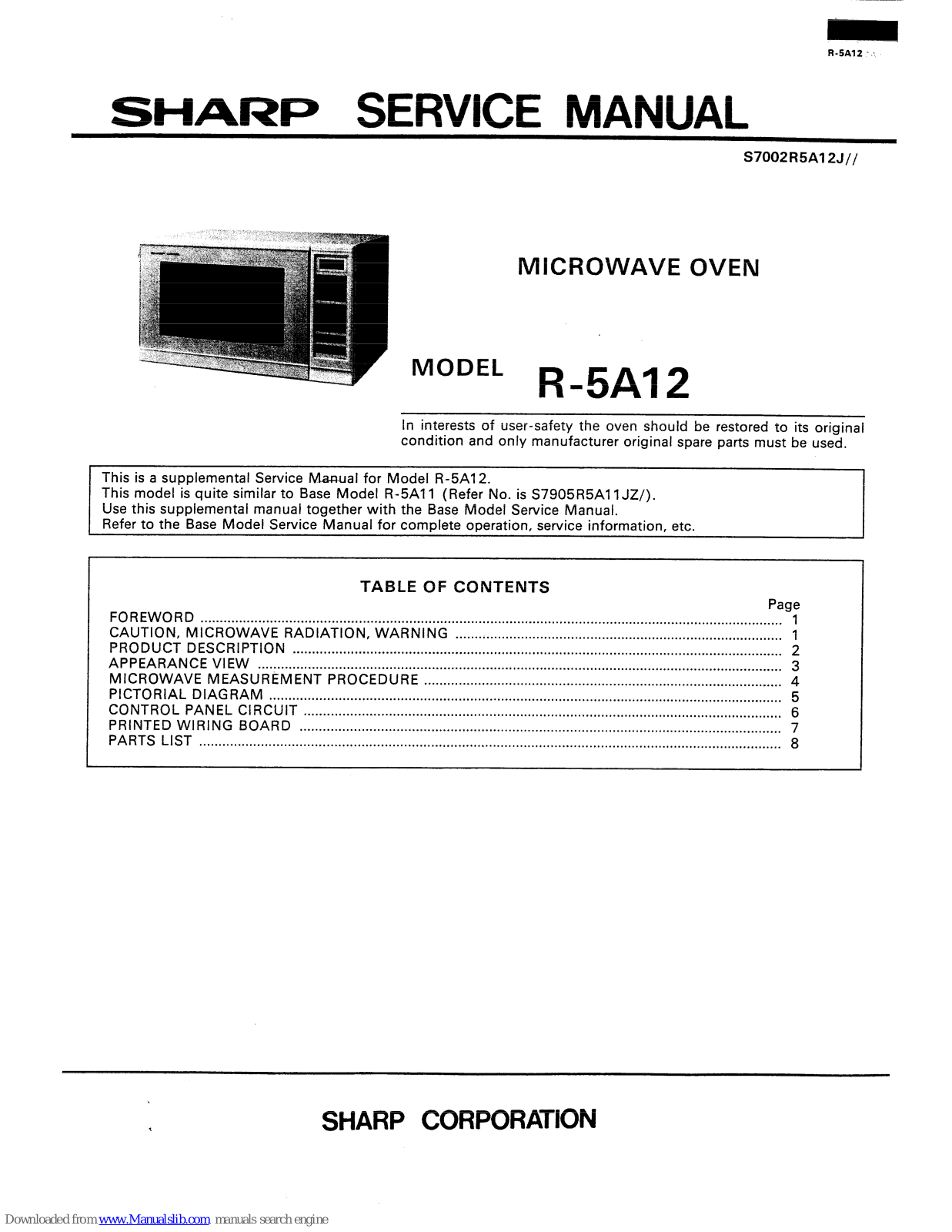 Sharp R-5A12 Service Manual - ManualMachine.com