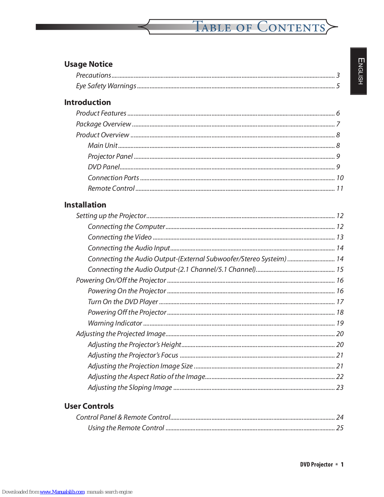 Optoma DV10 MovieTime, OPTDV10 User Manual