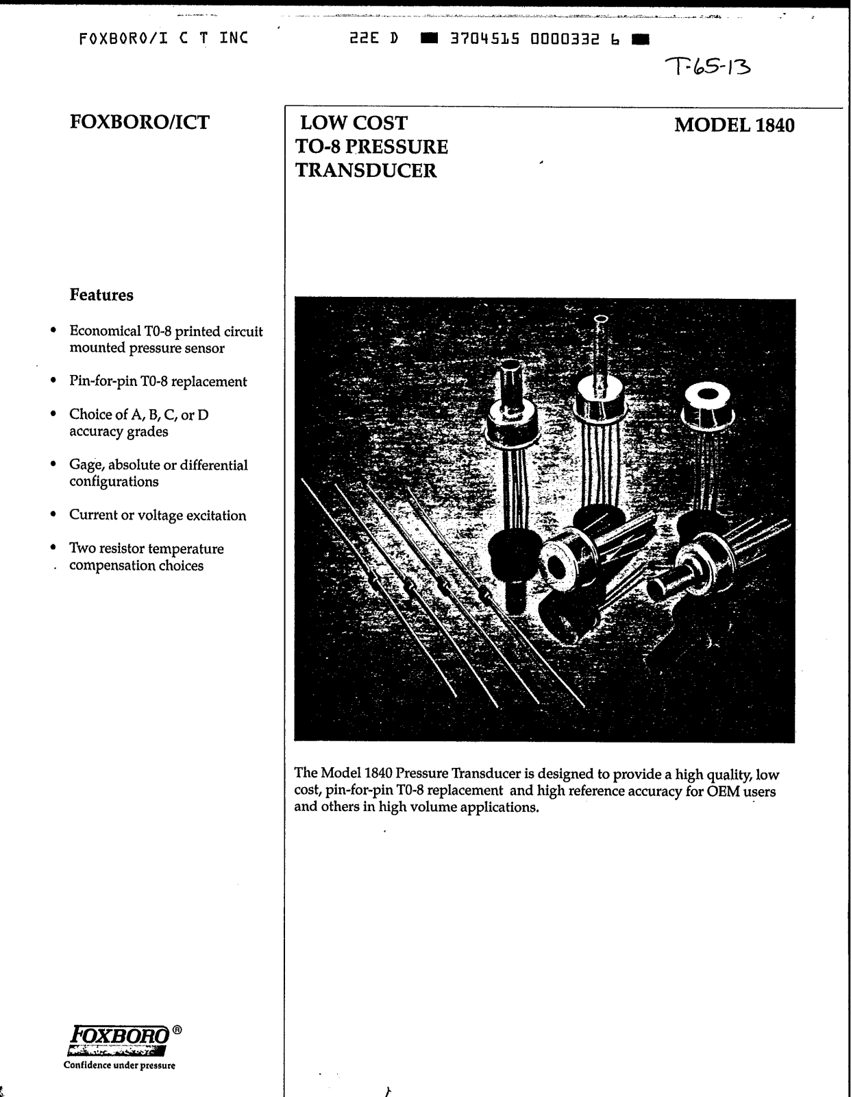 FOXBORO 1841 User Manual