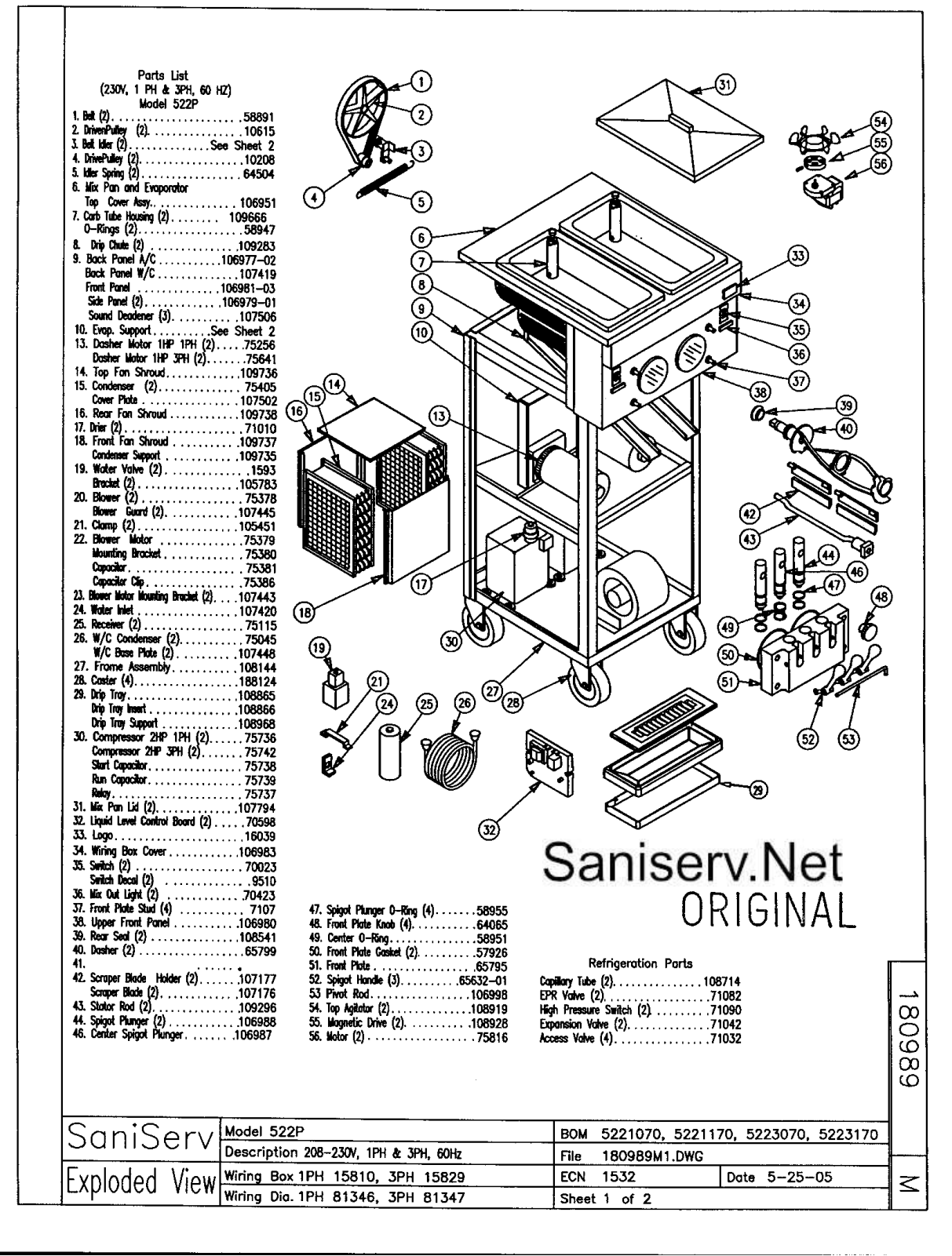 SaniServ 522P Parts Diagram