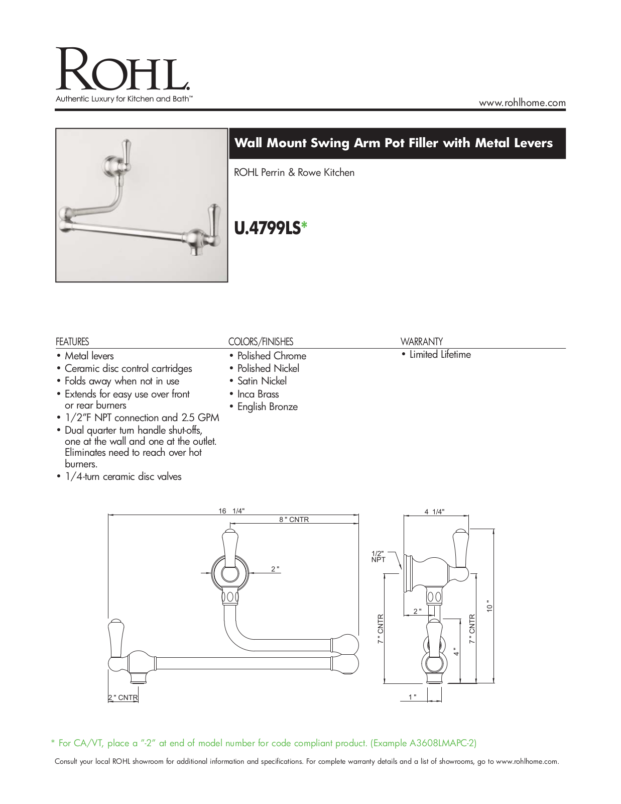 Perrin & Rowe XRH1059 Specifications - ManualMachine.com