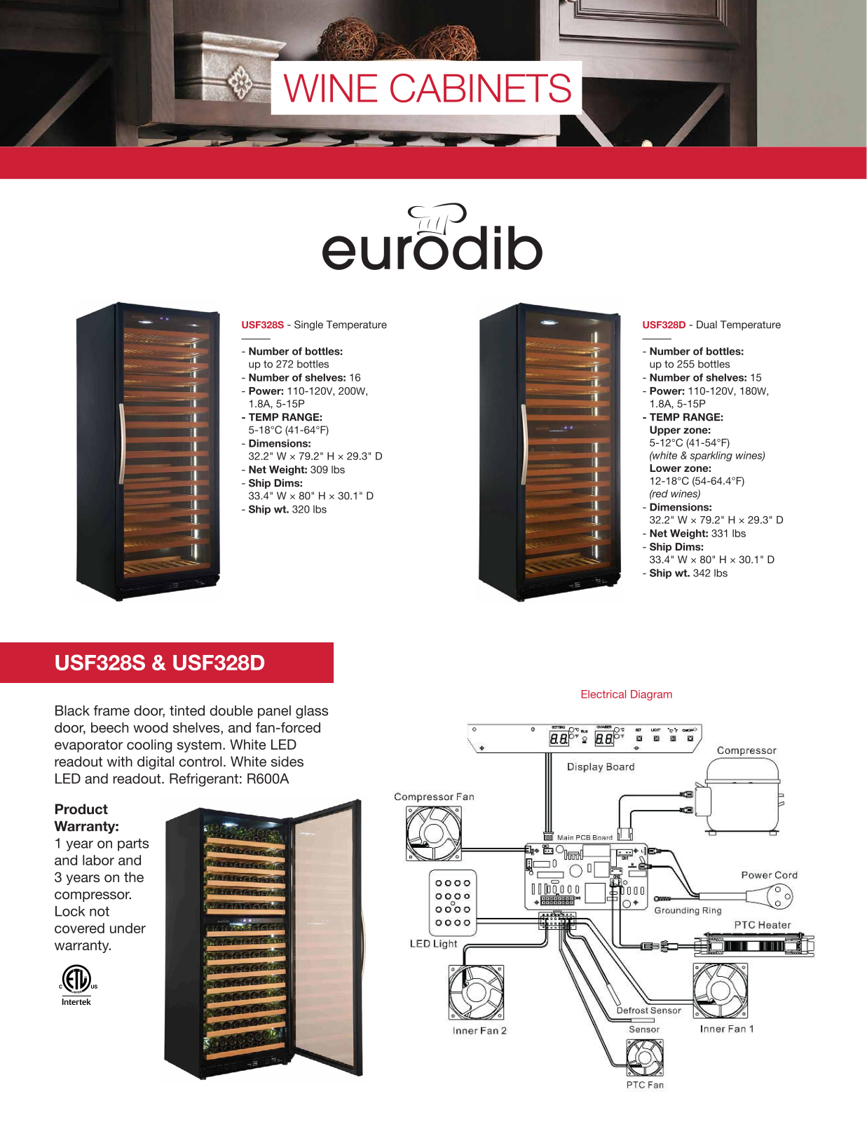 Eurodib USF328D, USF328S Specifications