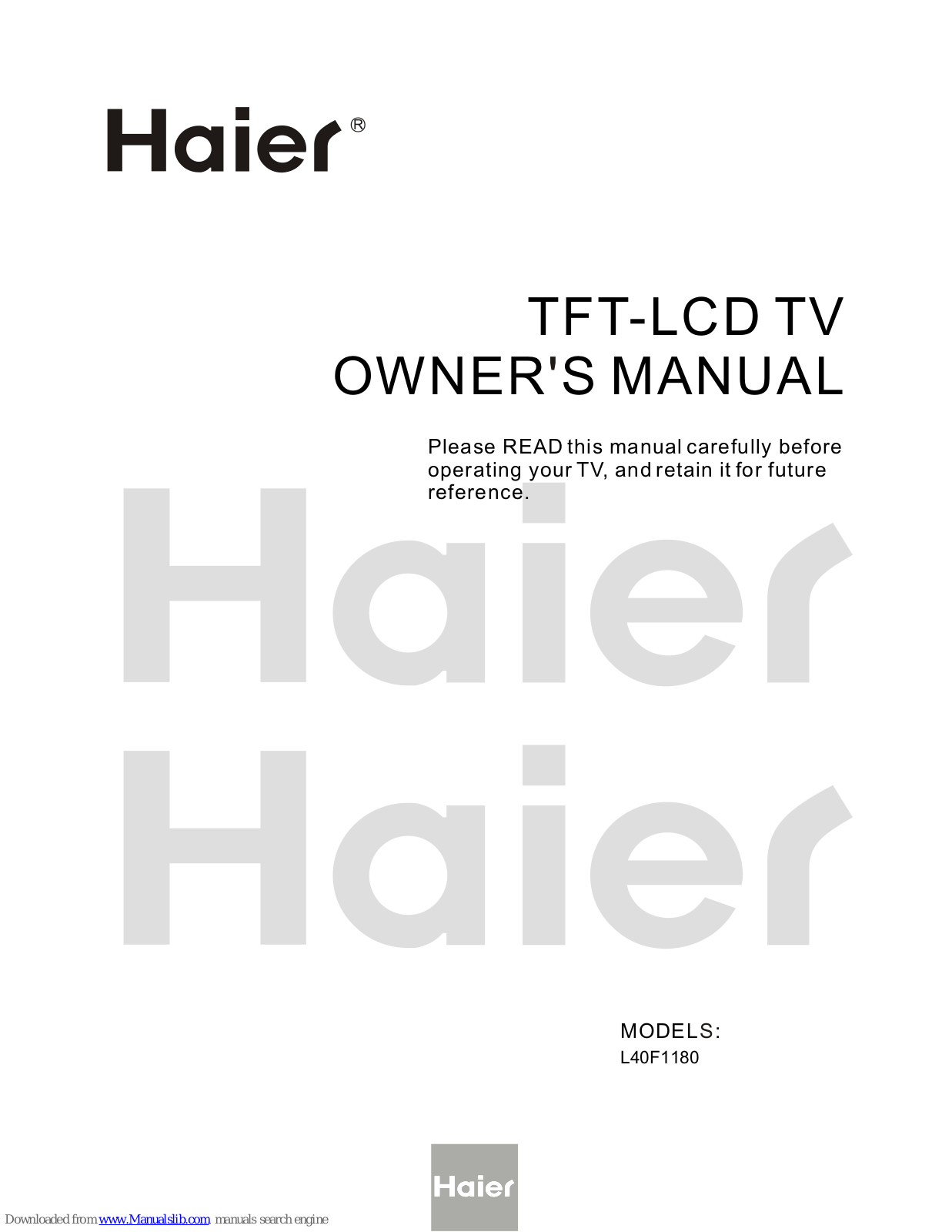 Haier L40F1180 Owner's Manual