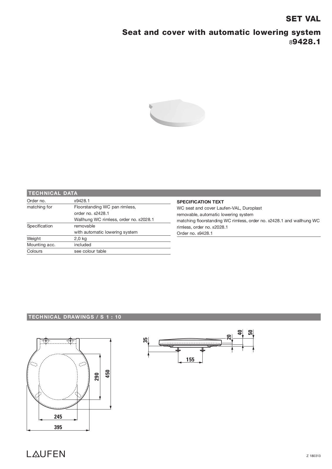 Laufen 89428.1 Datasheet