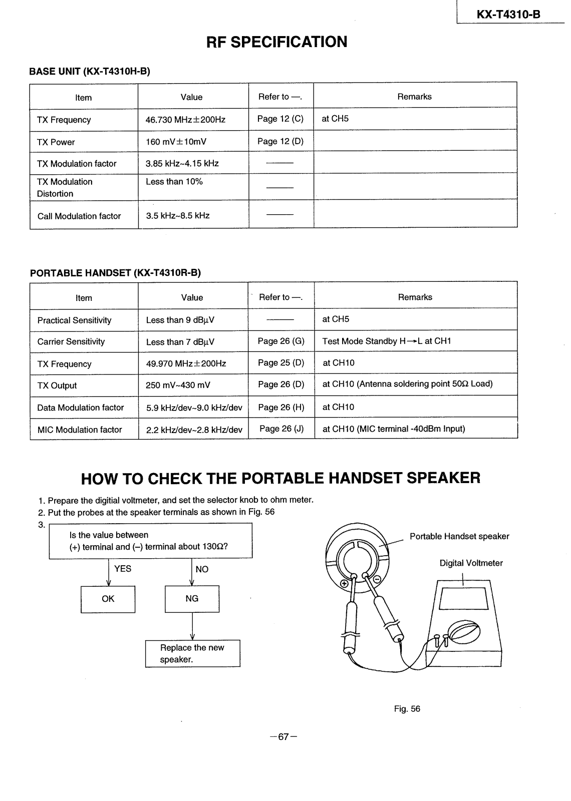 Panasonic KX T4310HB specification