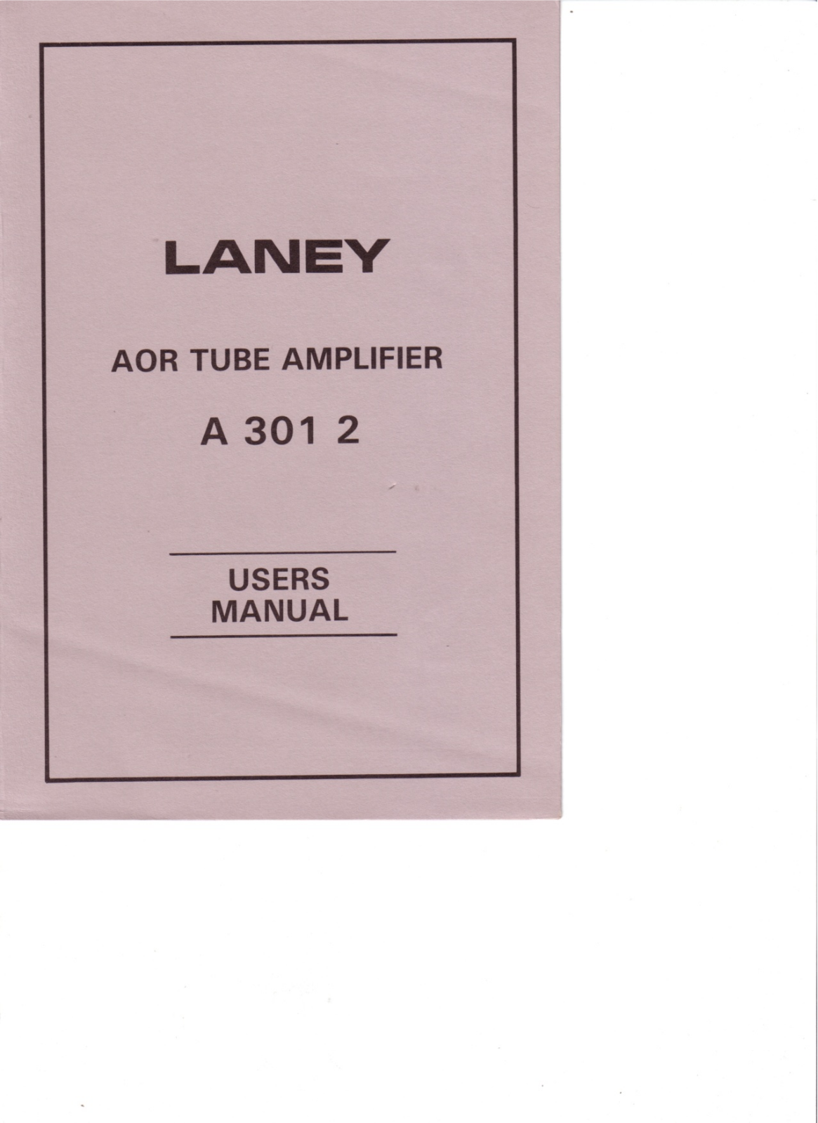 Laney A301, A302 Owner's Manual