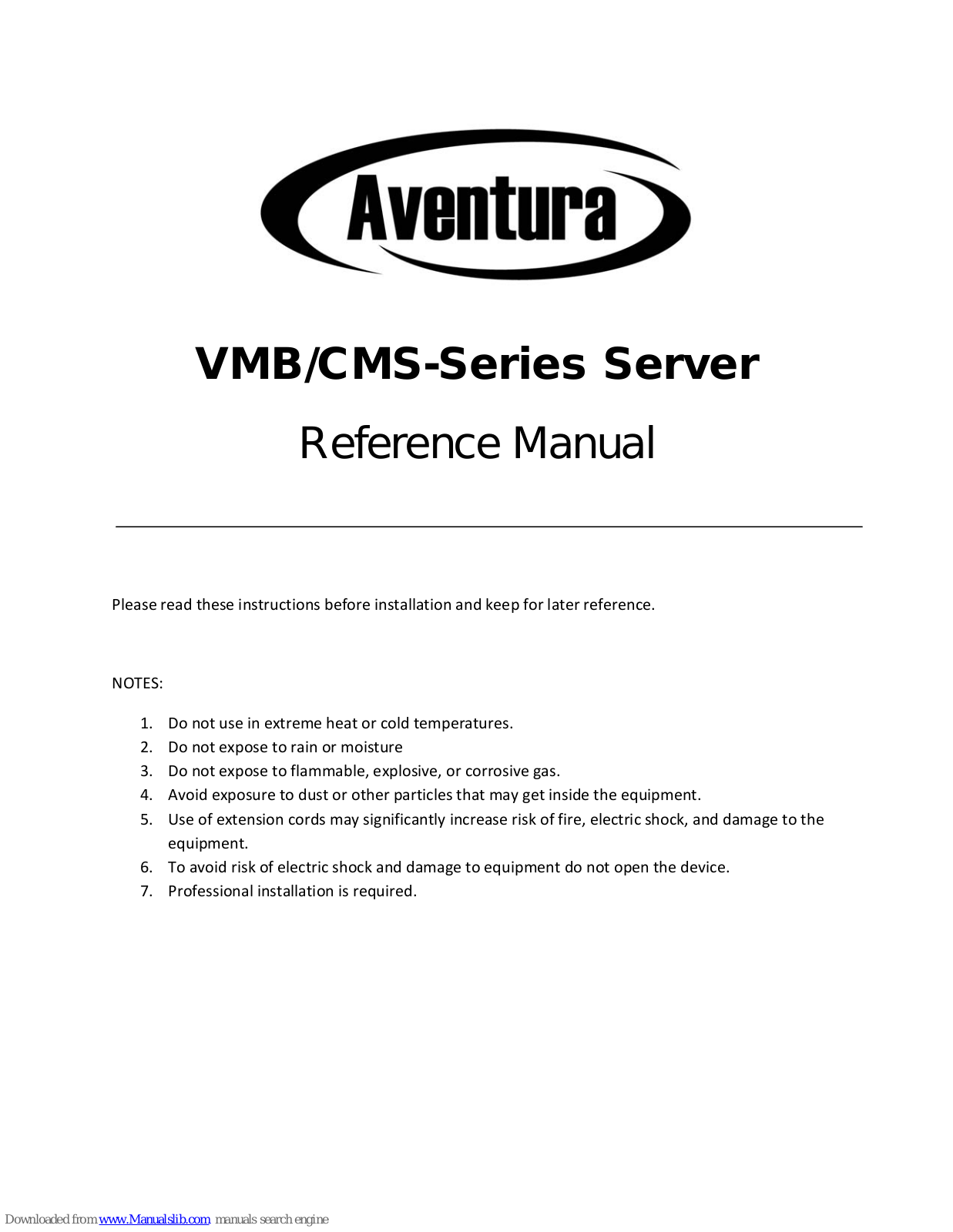 Aventura VMB, CMS Reference Manual - ManualMachine.com