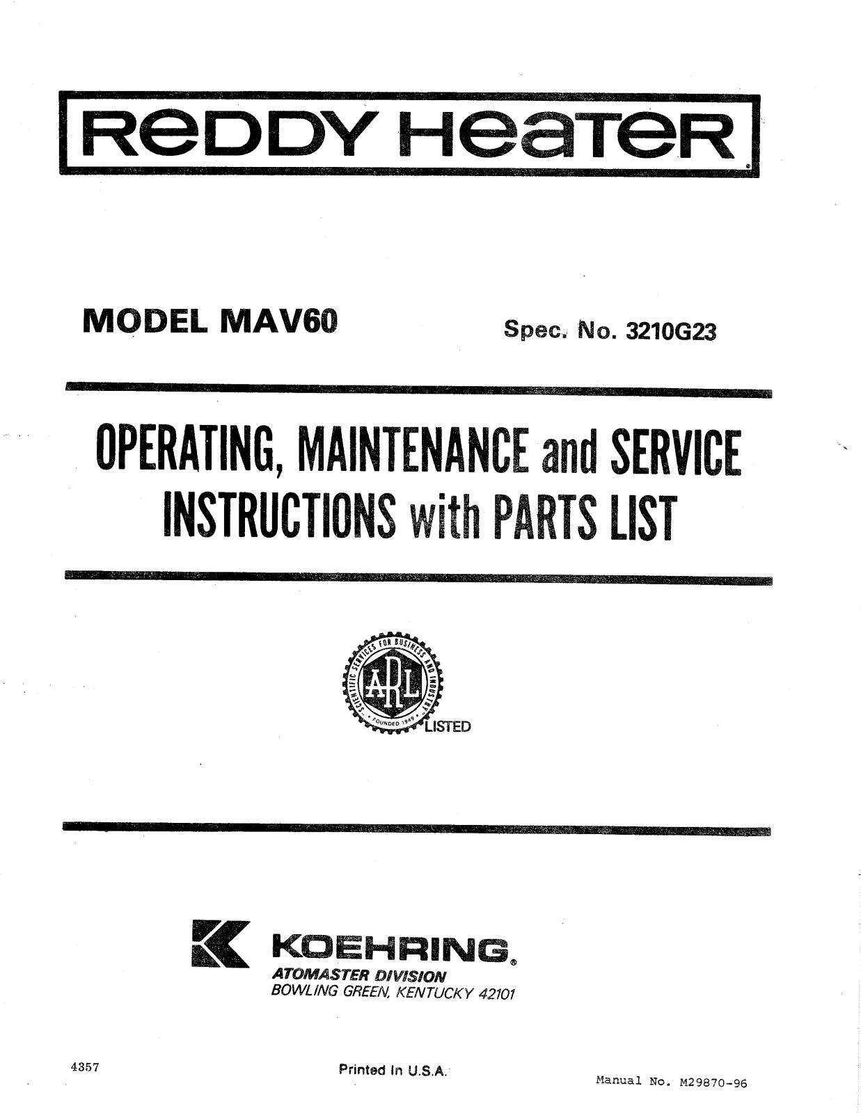 Desa Tech MAV60 Owner's Manual