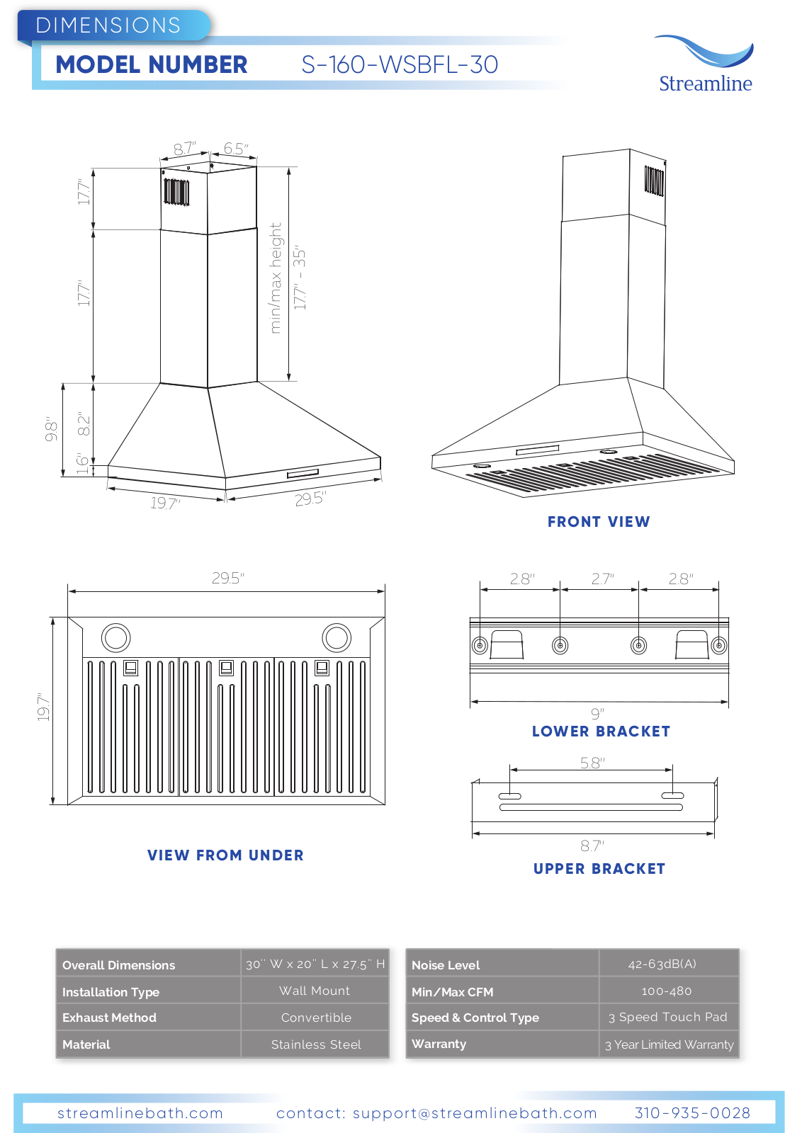 Streamline S160WSBFL30 User Manual