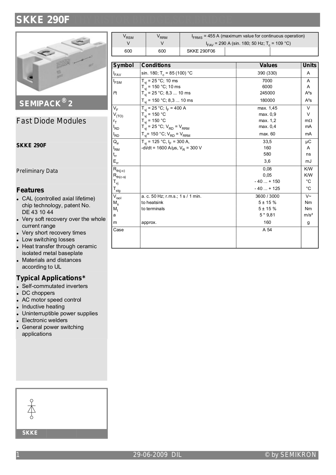 Semikron SKKE290F Data Sheet