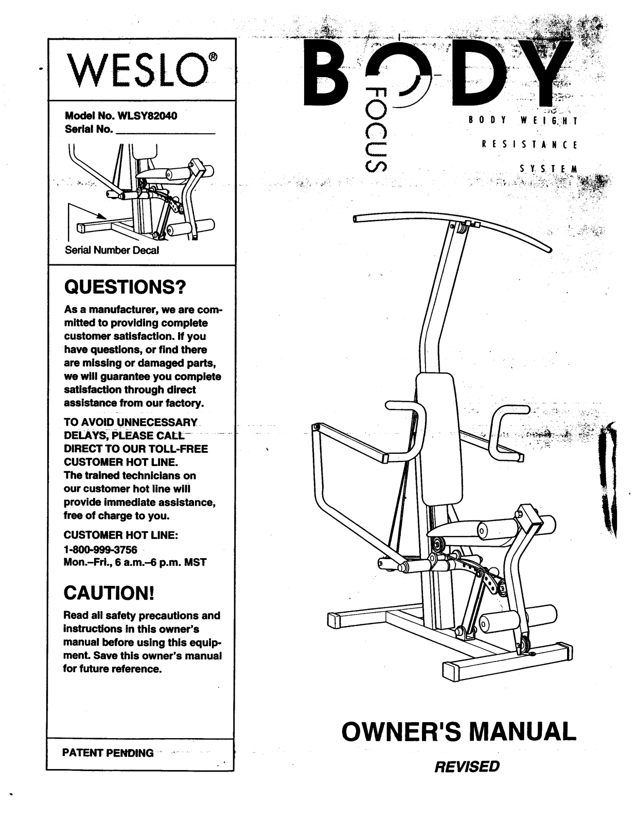 Weslo WLSY82040 Owner's Manual